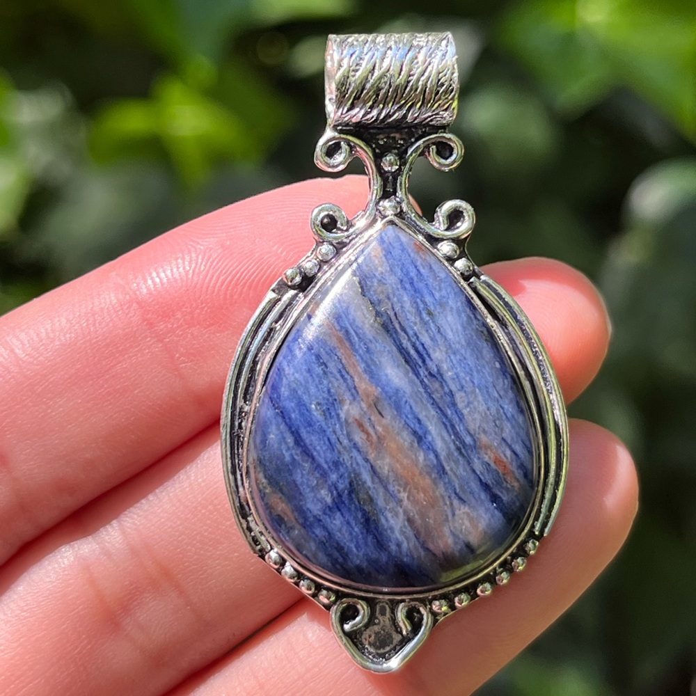 925 silver plated sodalite pendant